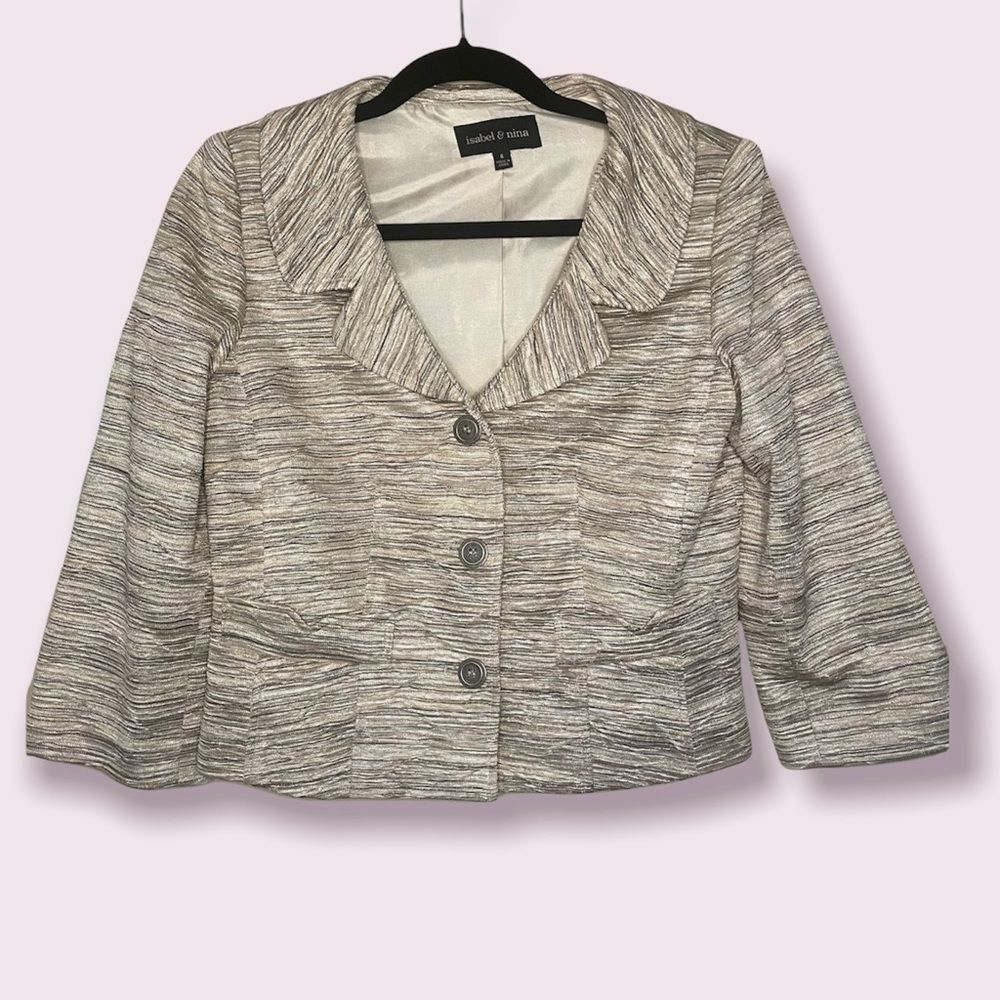 Isabel & Nina Cream Blazer Top Jacket Size 6